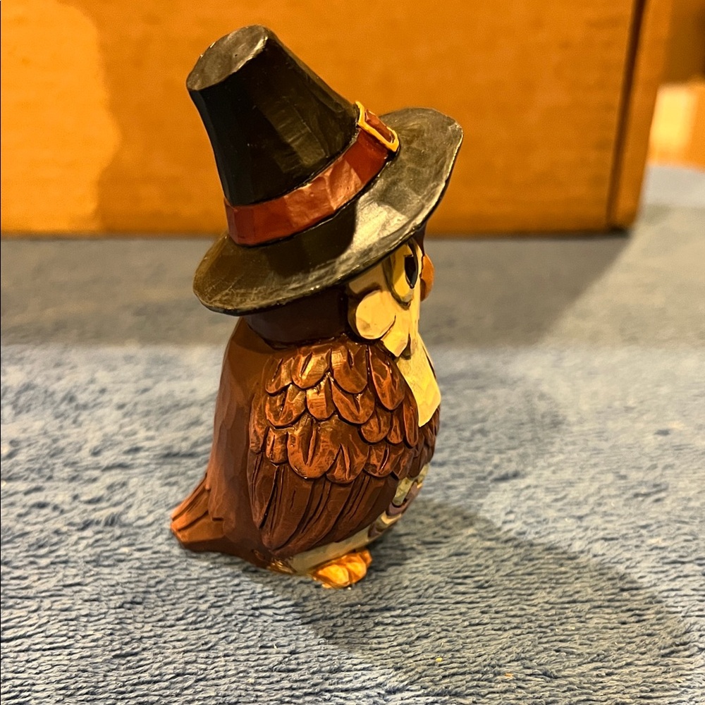 Jim Shore Halloween Owl Figurine with Pumpkin - Picture 2 of 6